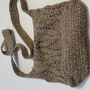 LINA  Brown & Tan Crochet Crossbody Bag